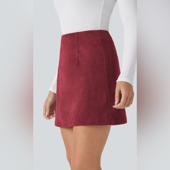Halara High Waisted Invisible Zipper 2-in-1 A Line Mini Corduroy Skirt - Picture 1 of 17